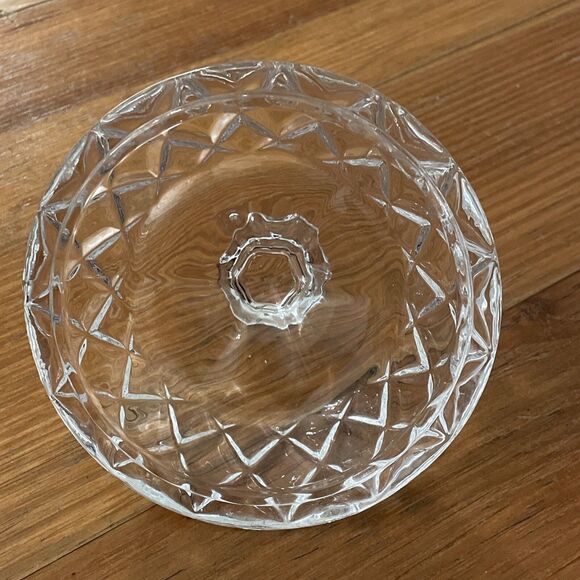 Vintage Diamond Cut Glass Covered Candy Trinket Dish - Picture 7 of 11